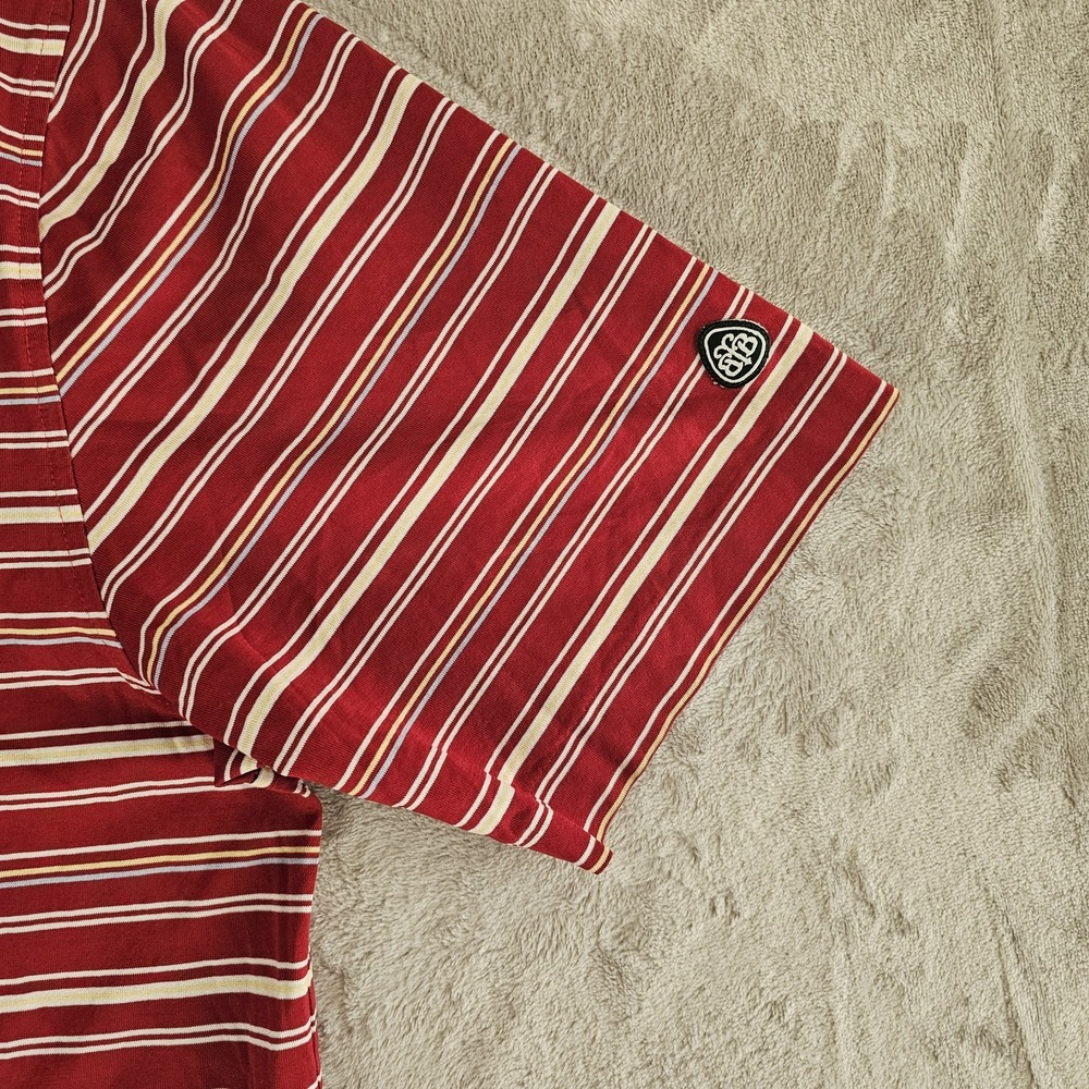 Golf Polo Shirt Mens Large Red White Striped Cotton Country Club Performance - Picture 6 of 6